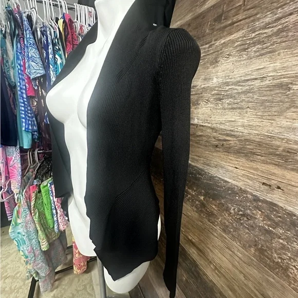 White House Black Market Elegant Black Open Cardigan - Picture 3 of 9